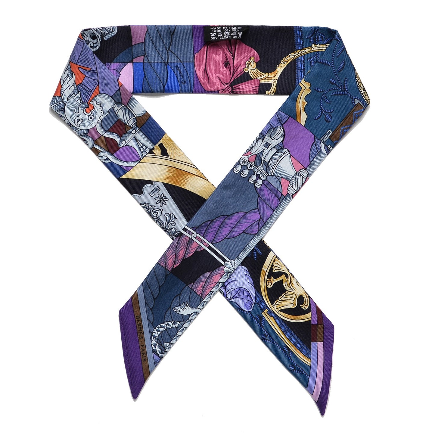 Silk Cavalleria D'Etriers Twilly Violet Bleu Rose