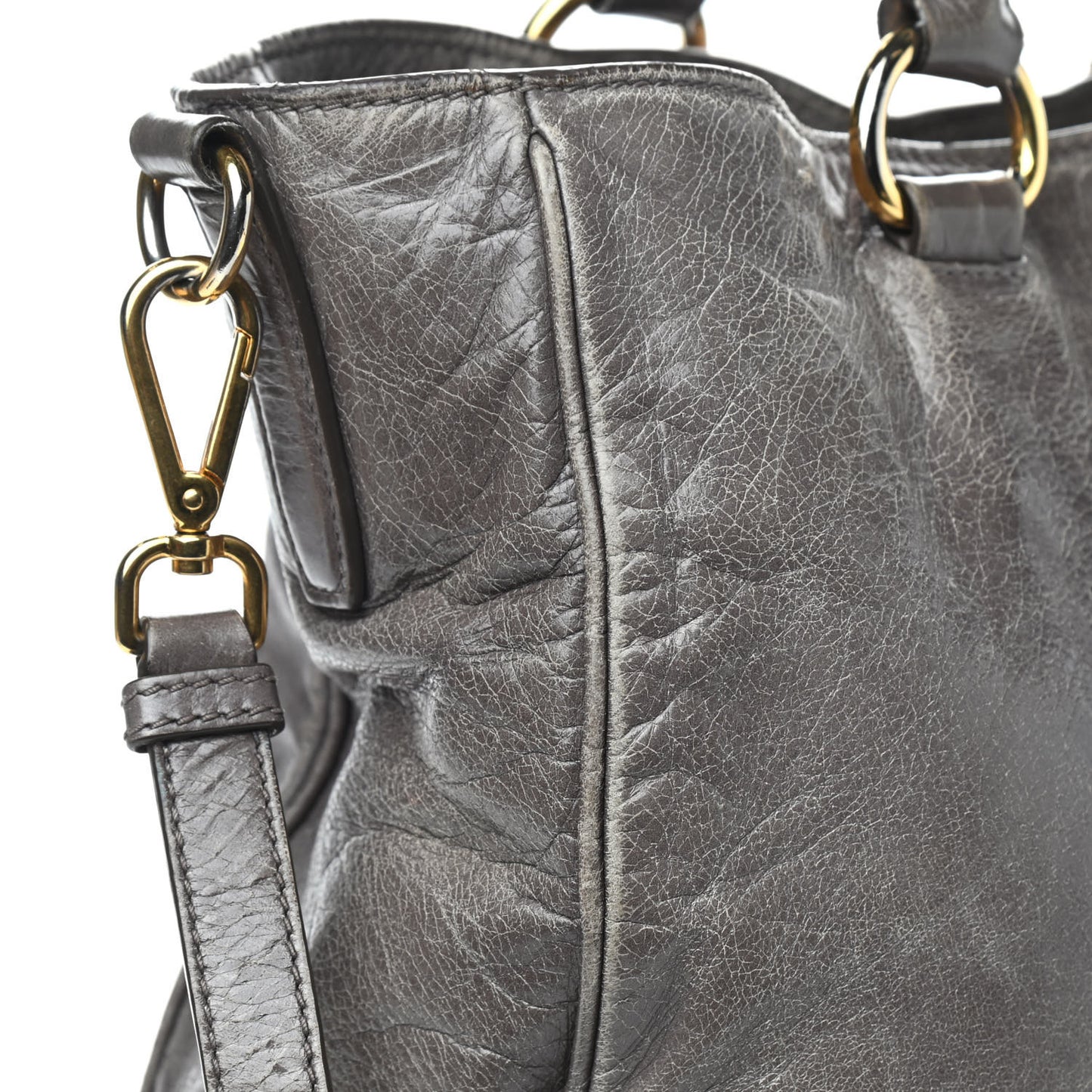 Vitello Shine Top Handle Bag Fumo