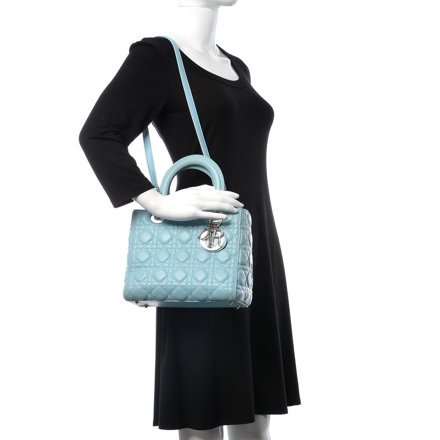 Christian Dior Lambskin Cannage Medium Lady Dior Light Blue 2 of 12
