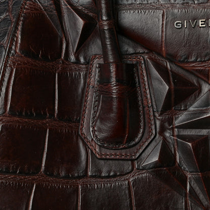 Givenchy Calfskin Crocodile Embossed 3D Stud Medium Antigona Brown 15 of 16