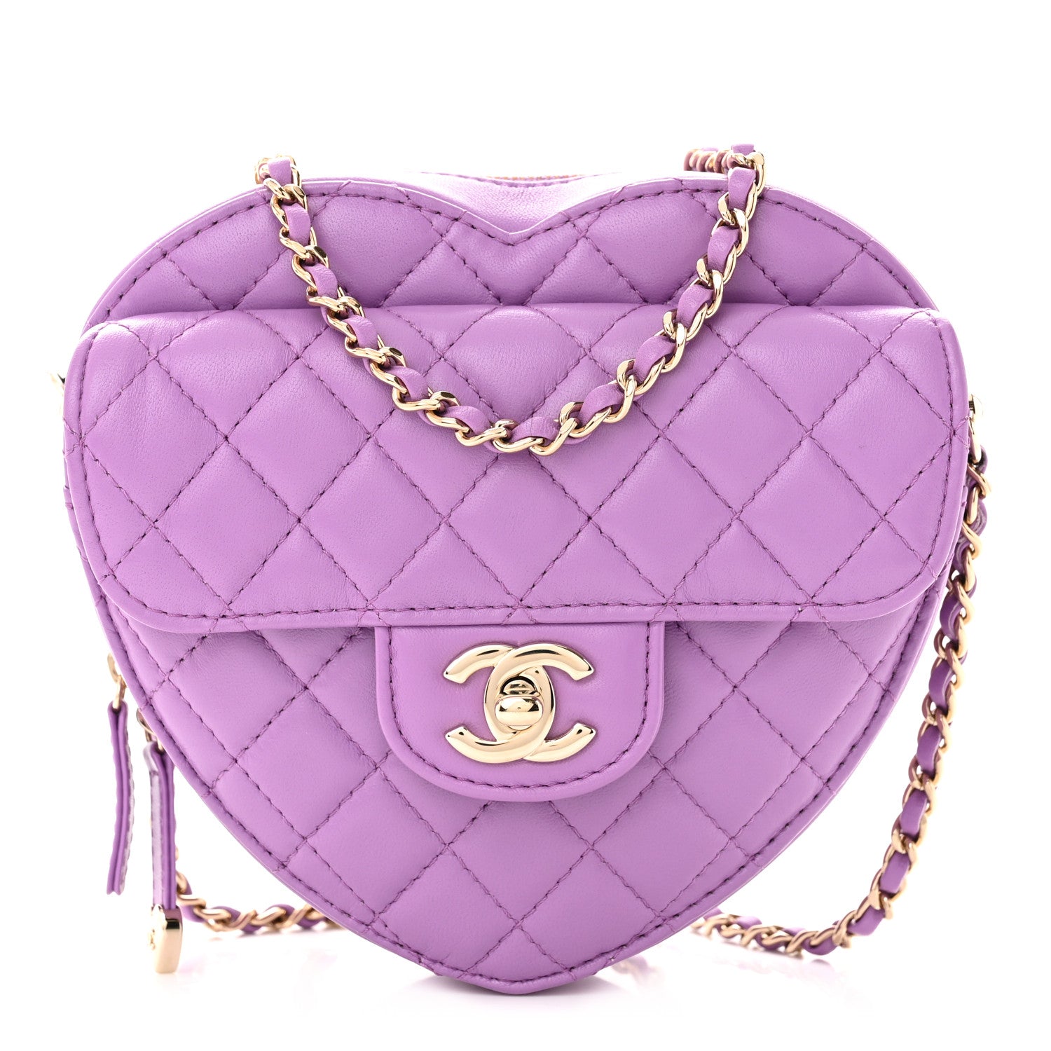 Chanel Lambskin Quilted CC In Love Heart Bag Purple 1 of 10