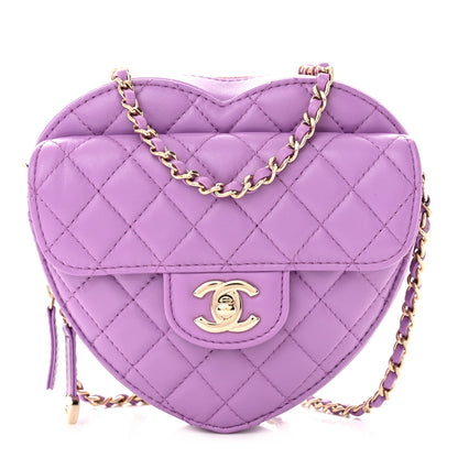 Chanel Lambskin Quilted CC In Love Heart Bag Purple 1 of 10