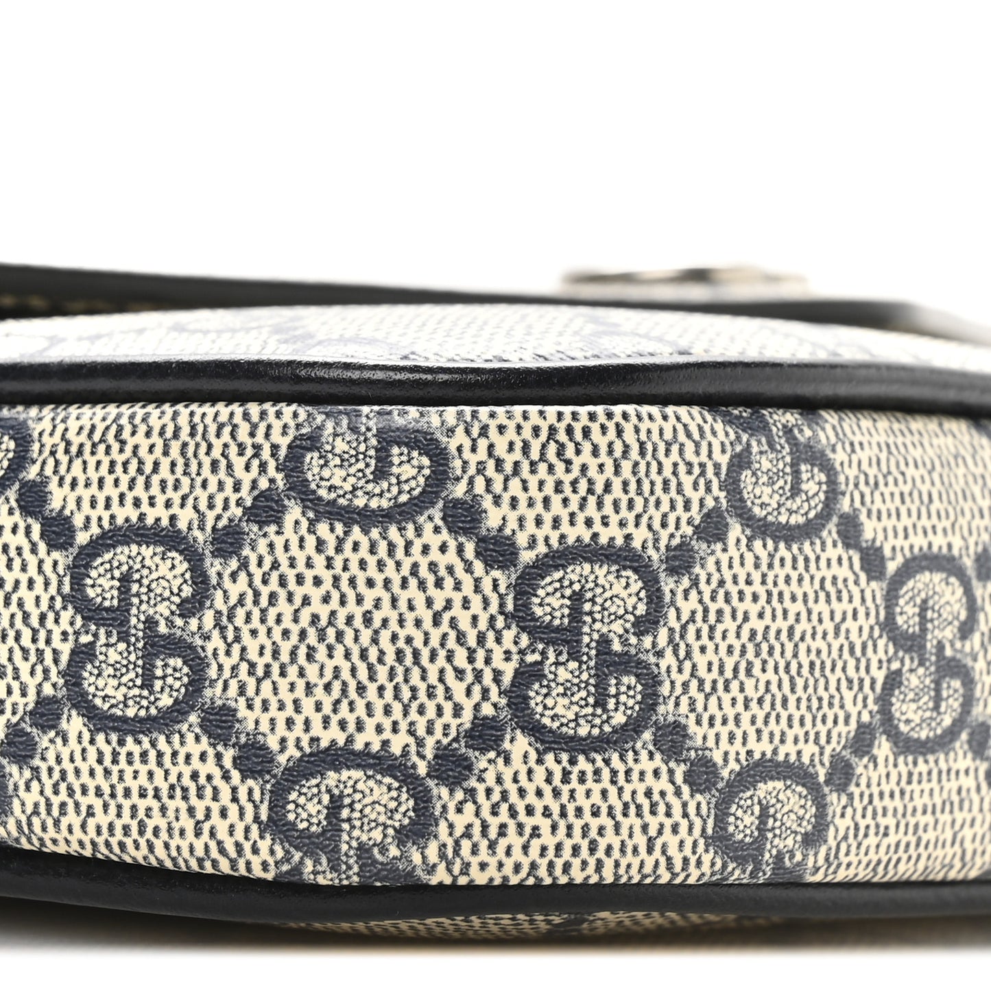 GG Supreme Monogram Textured Dollar Calfskin Web Mini Ophidia Envelope Shoulder Bag Beige Blue