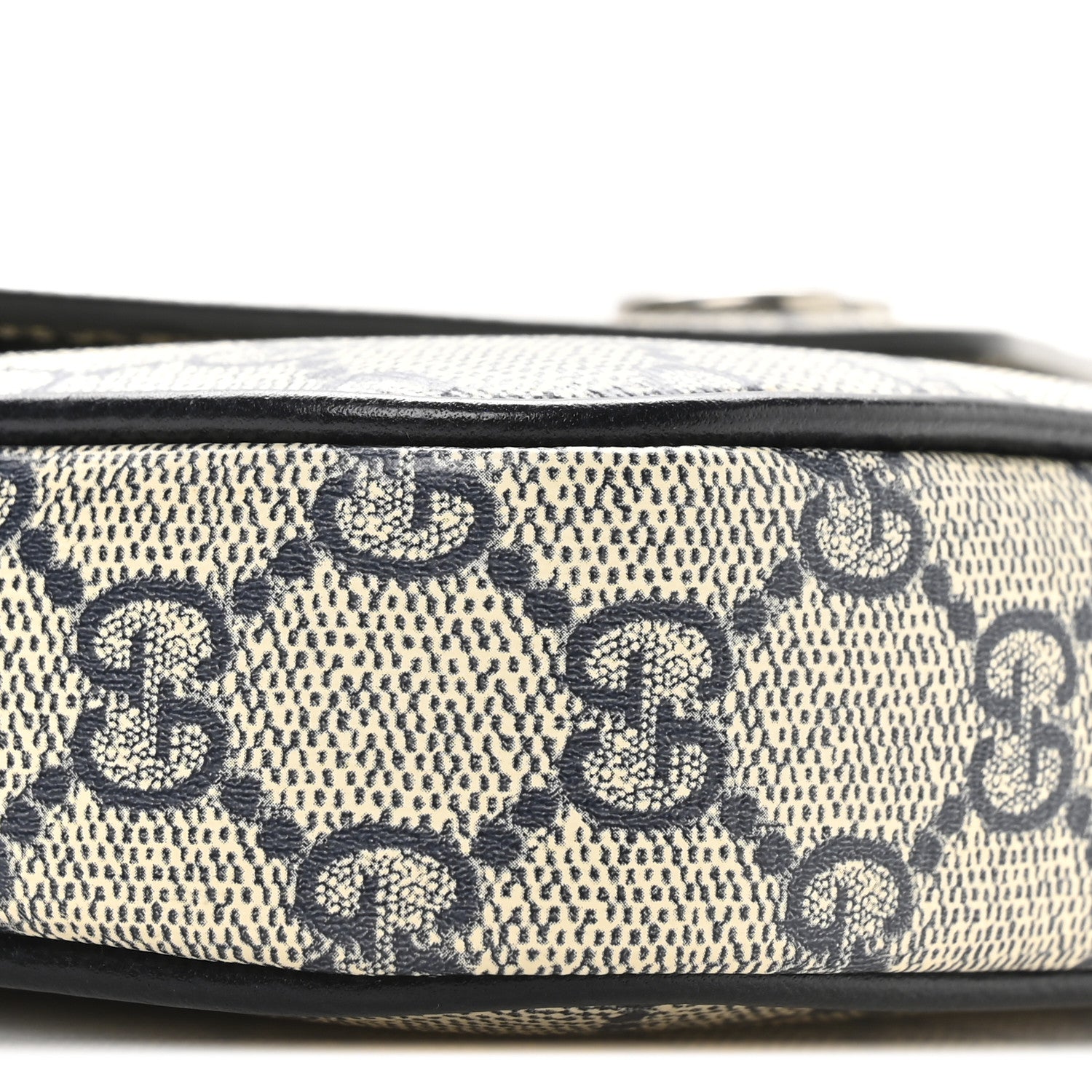 Gucci GG Supreme Monogram Textured Dollar Calfskin Web Mini Ophidia Envelope Shoulder Bag Beige Blue 9 of 11