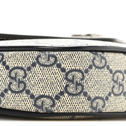 Gucci GG Supreme Monogram Textured Dollar Calfskin Web Mini Ophidia Envelope Shoulder Bag Beige Blue 9 of 11
