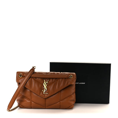 Saint Laurent Lambskin Quilted Small Loulou Puffer Monogram Chain Satchel Dark Honey 12 of 12