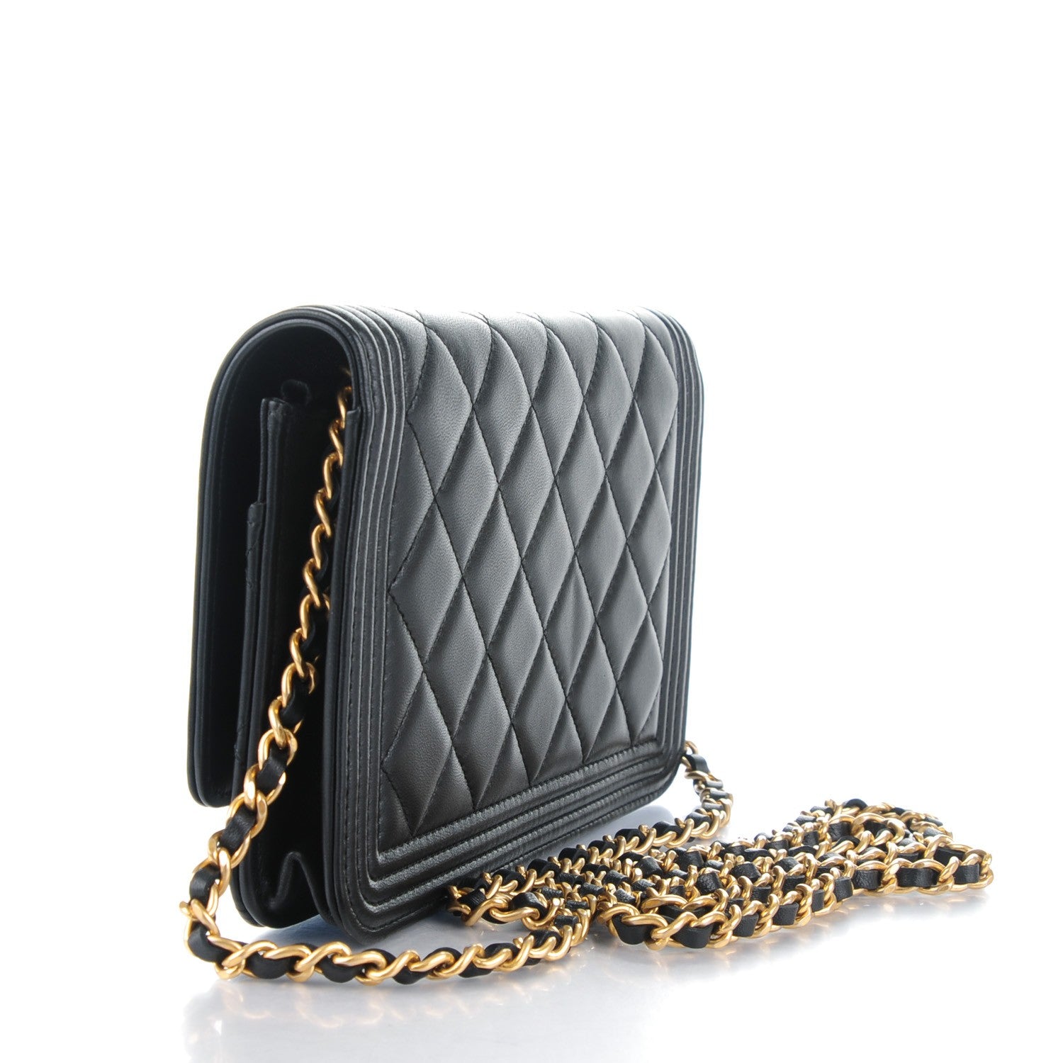 Chanel Lambskin Quilted Boy Wallet On Chain WOC Black 4 of 8