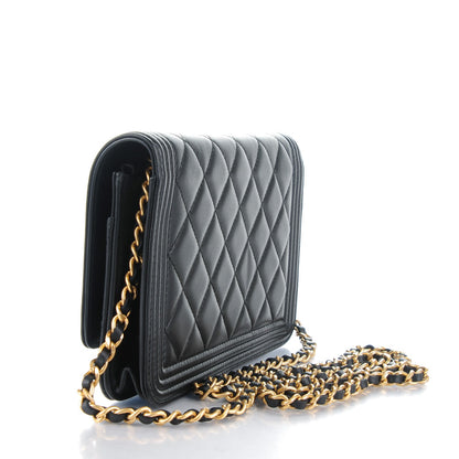 Chanel Lambskin Quilted Boy Wallet On Chain WOC Black 4 of 8