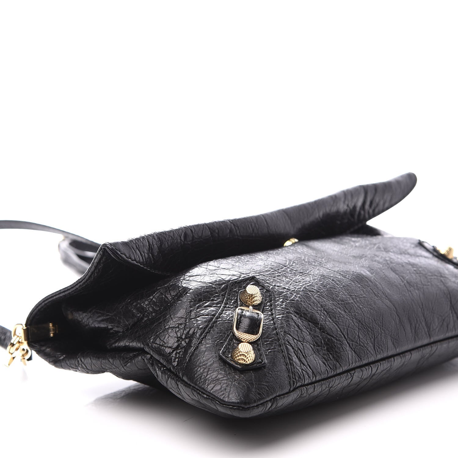 Balenciaga Agneau Giant 12 Gold Hardware Envelope Strap Clutch Black 8 of 10