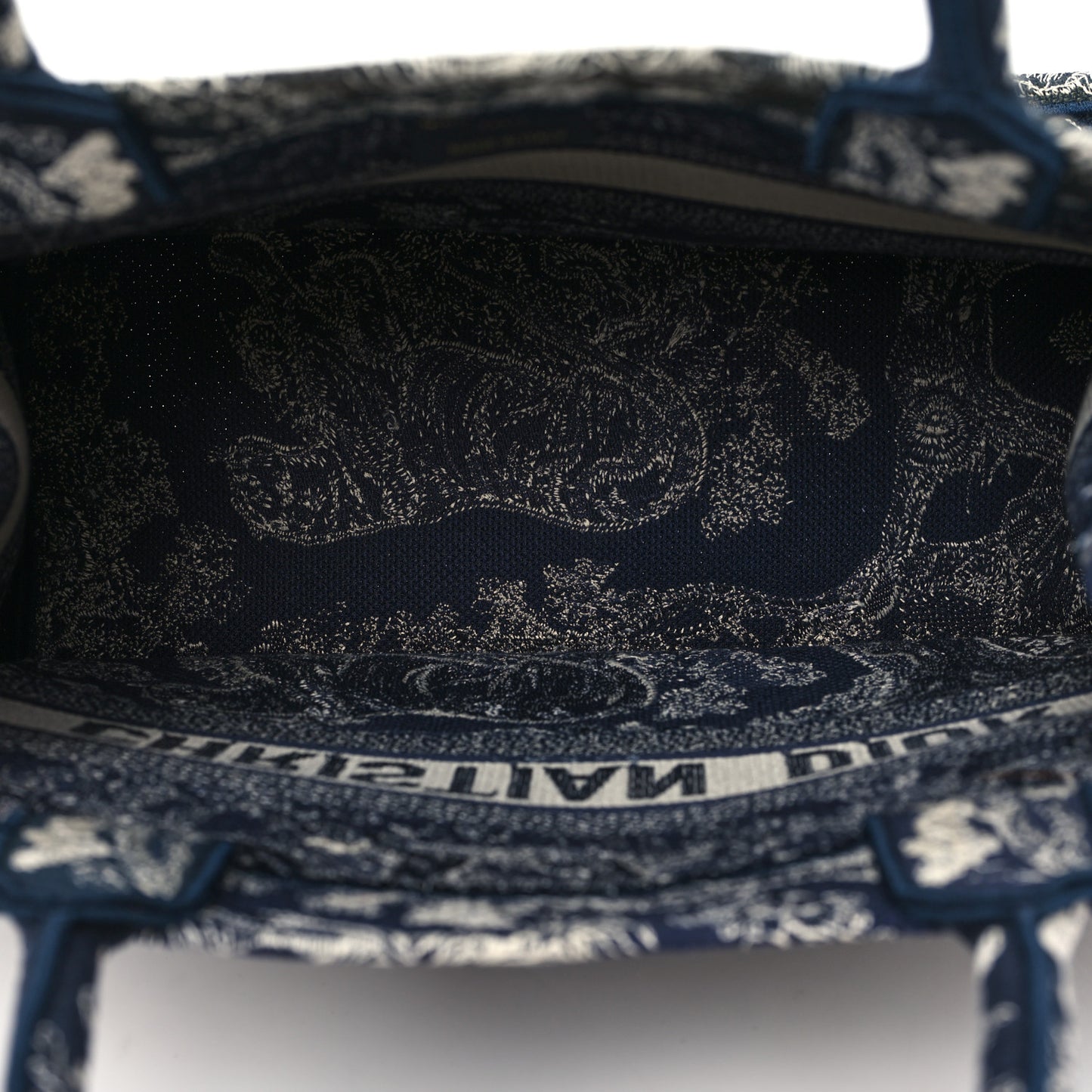 Canvas Embroidered Medium Dioriviera Toile De Jouy Reverse Book Tote Blue