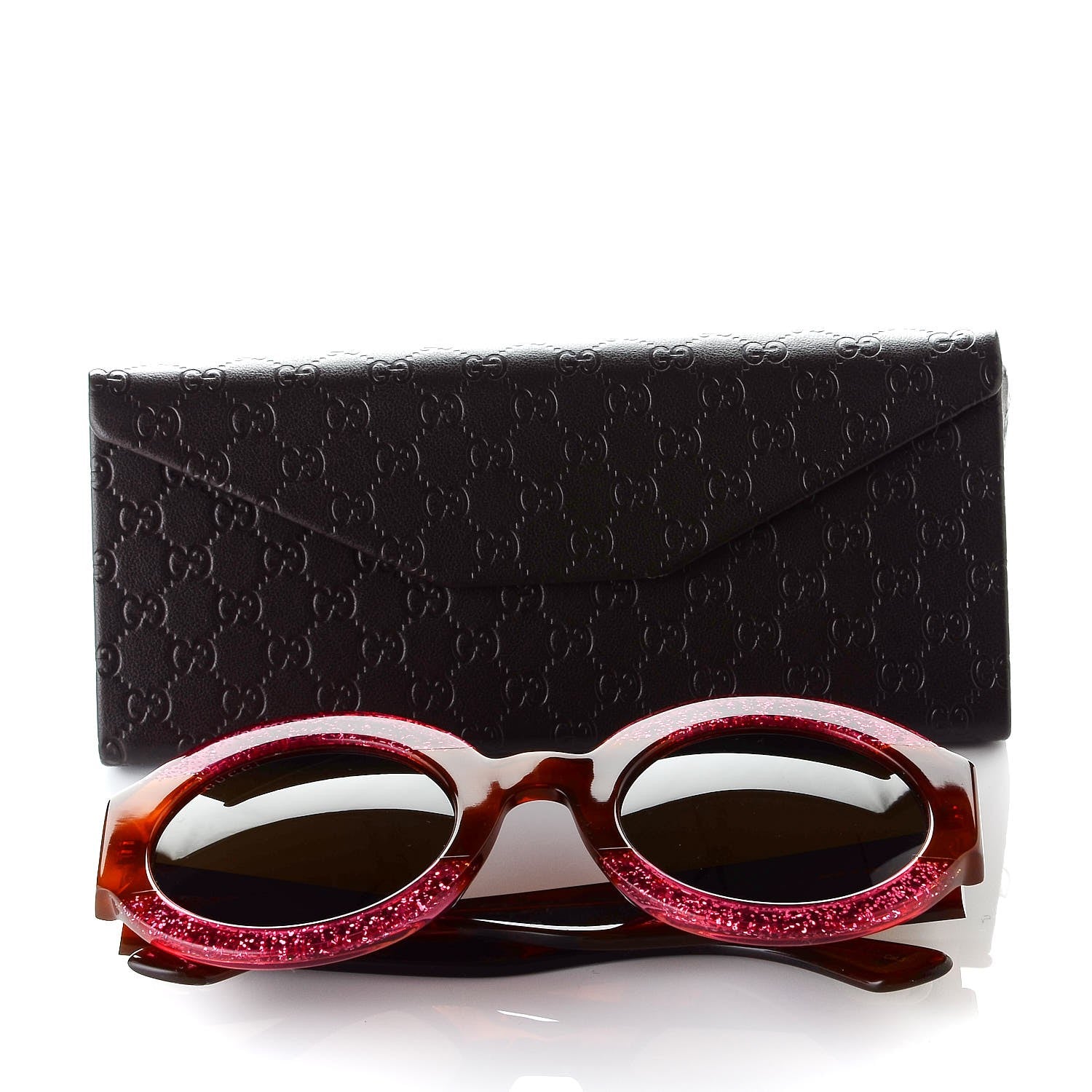 Gucci Acetate Round GG0084S Sunglasses Glitter Fuchsia 8 of 8