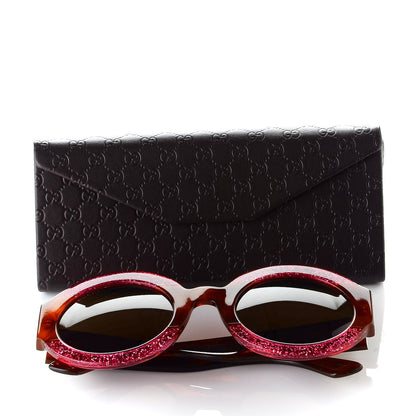 Gucci Acetate Round GG0084S Sunglasses Glitter Fuchsia 8 of 8