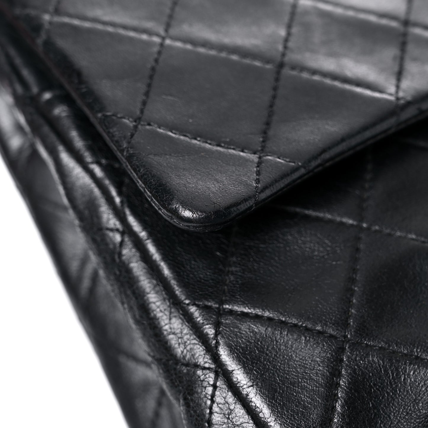 Lambskin Quilted Medium Double Flap Black