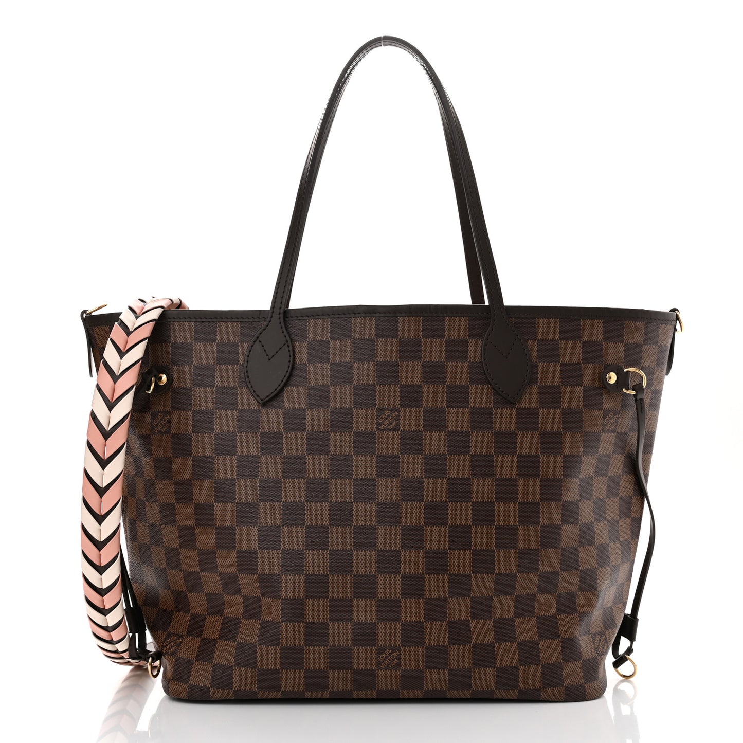 Damier Ebene Braided Neverfull MM Pink