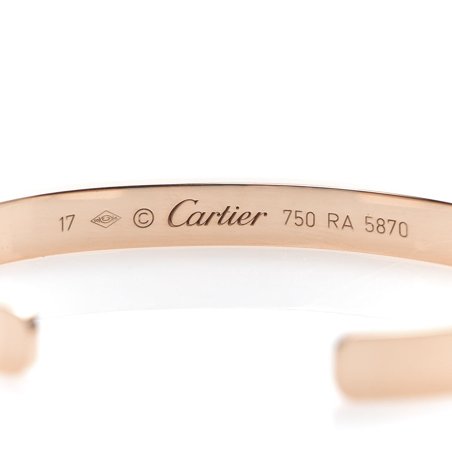18K Pink Gold LOVE Cuff Bracelet 17