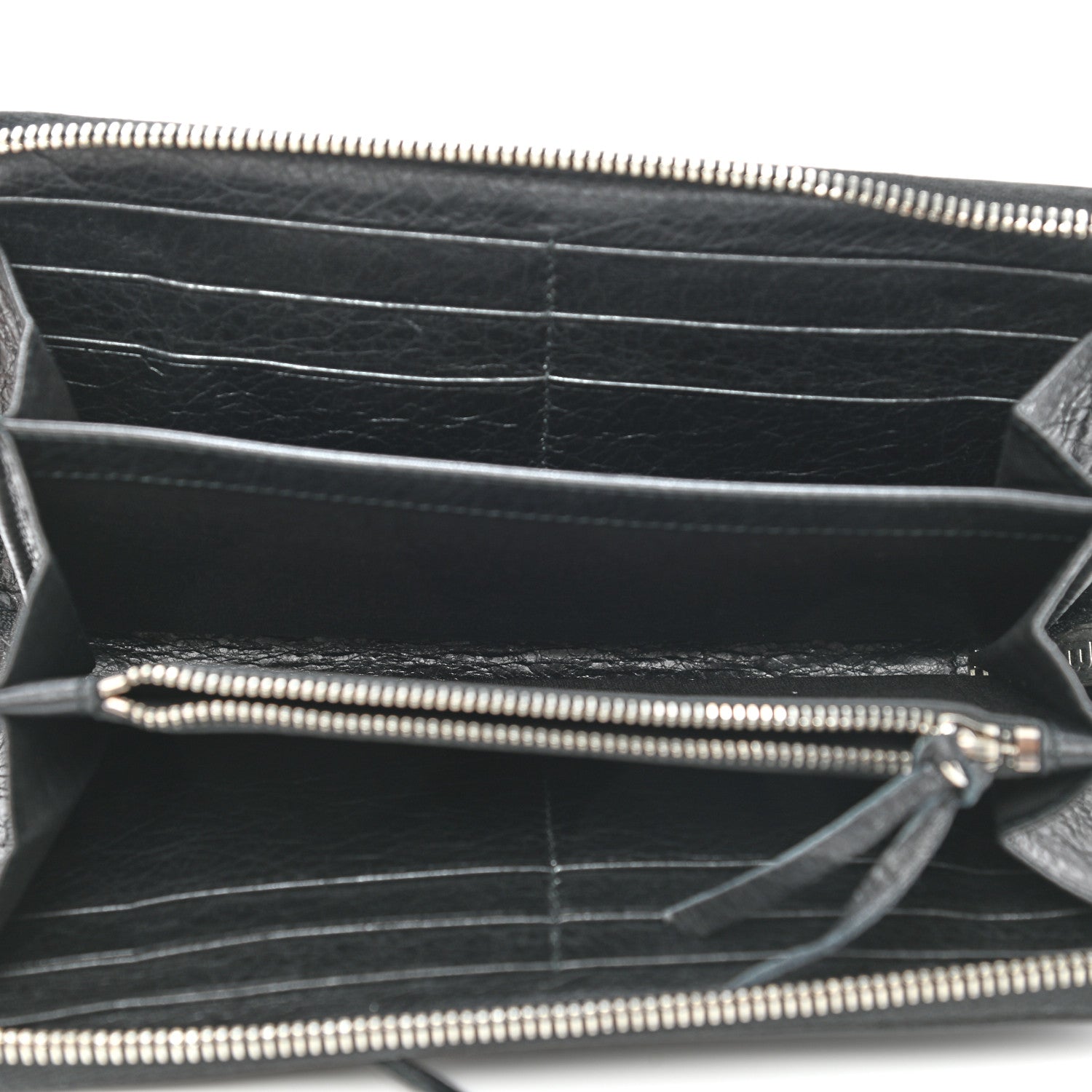 Balenciaga Agneau Classic Silver Hardware Continental Zip Around Wallet Black 5 of 6