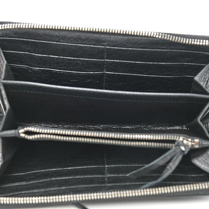 Balenciaga Agneau Classic Silver Hardware Continental Zip Around Wallet Black 5 of 6
