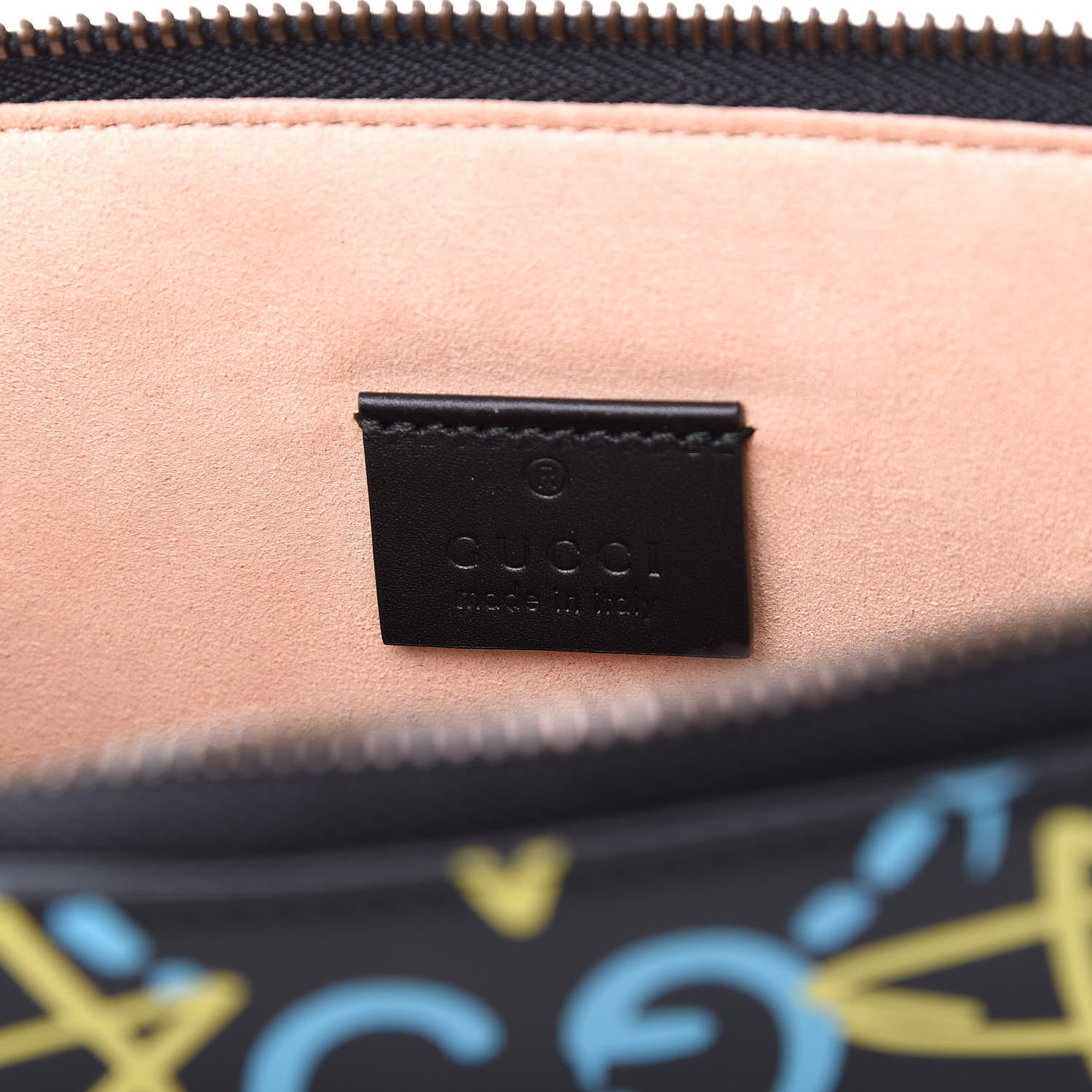 Gucci Calfskin GucciGhost Print Pouch Black New Acquamarine 9 of 12