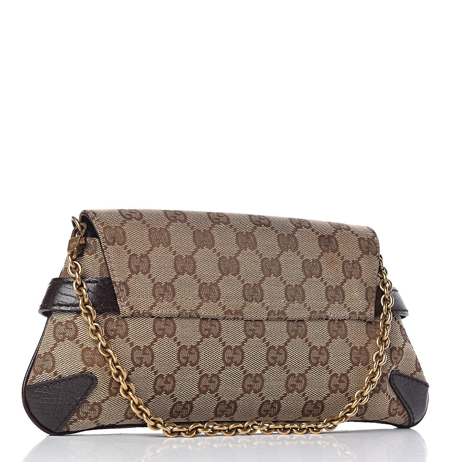 Gucci Monogram Horsebit Clutch Dark Brown 3 of 12