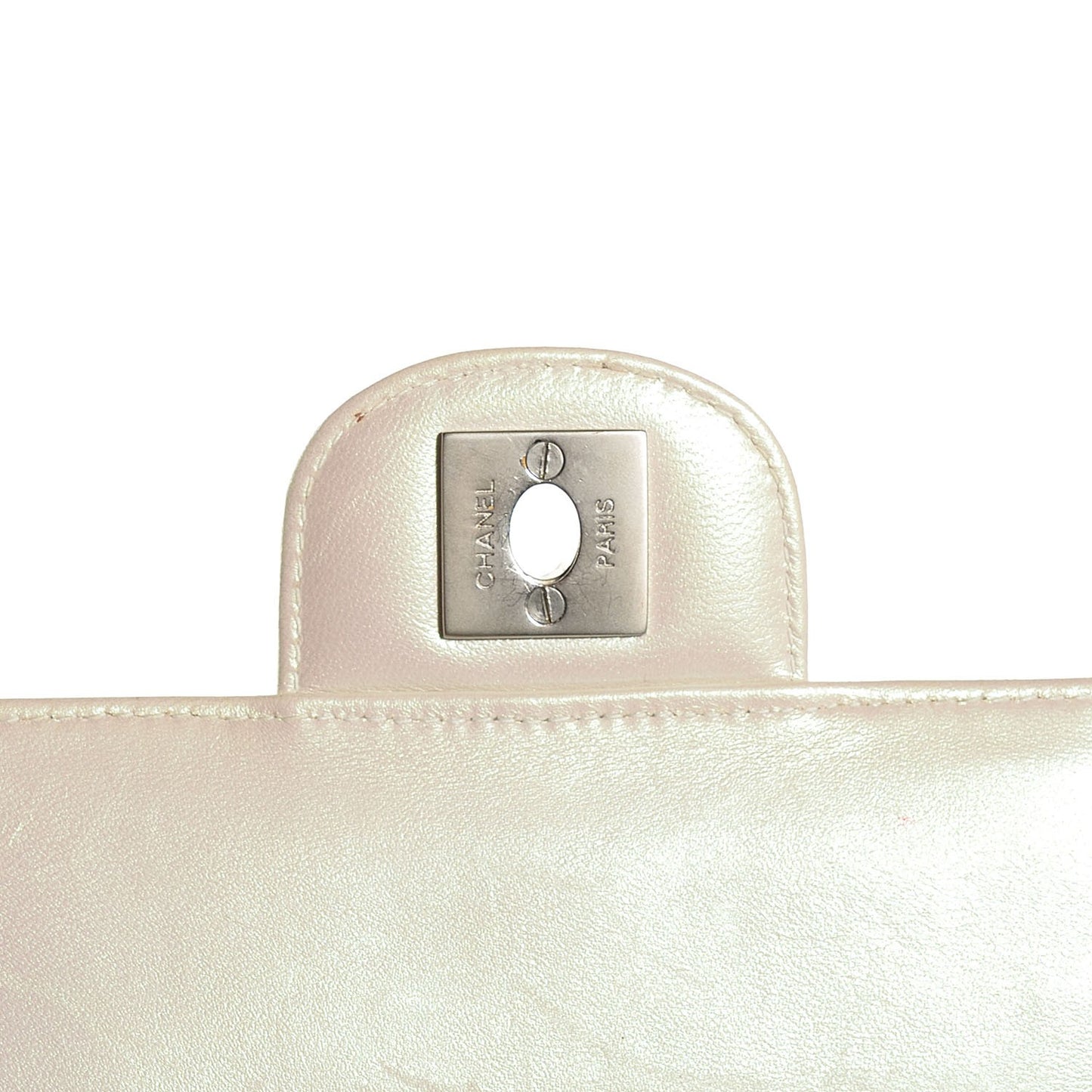 Patent Quilted East West Chocolate Bar Flap White