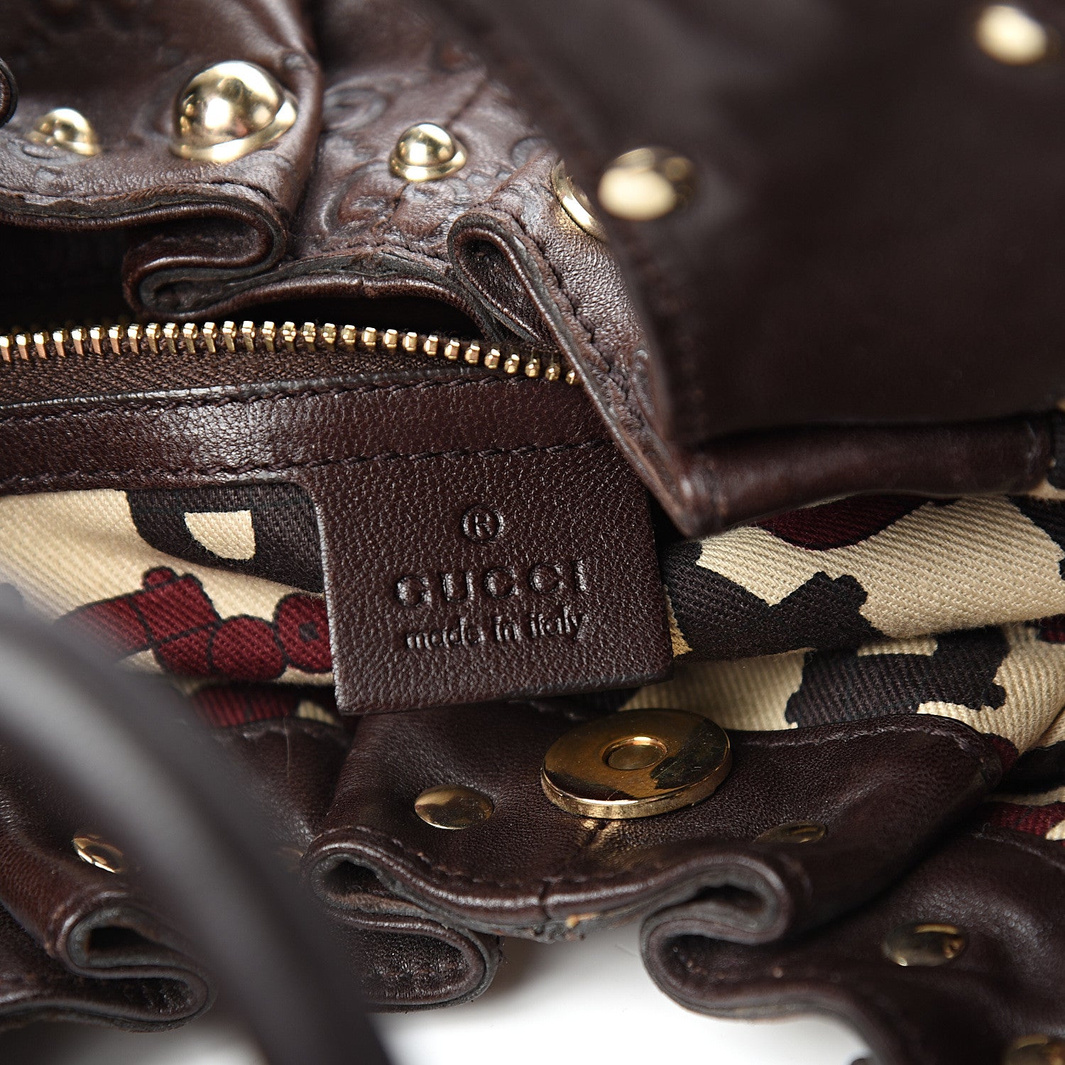Gucci Guccissima Studded Pelham Shoulder Bag Dark Brown 5 of 9
