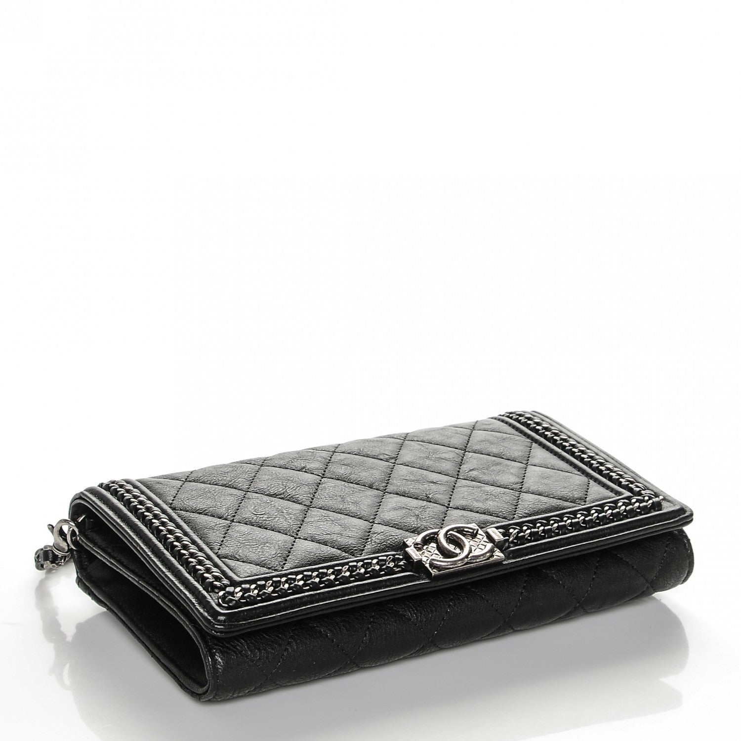 Chanel Calfskin Quilted Chain Around Boy Wallet On Removable Chain WOC Black 4 of 11
