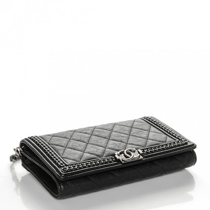 Chanel Calfskin Quilted Chain Around Boy Wallet On Removable Chain WOC Black 4 of 11