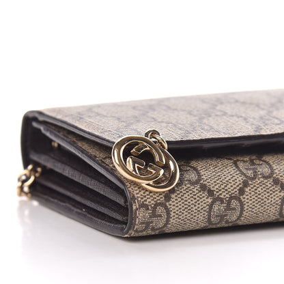 Gucci GG Supreme Monogram GG Pierce Chain Clutch Wallet Beige Ebony Black 8 of 10