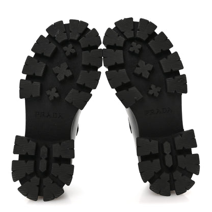 Prada Spazzolato Rois Metal Triangle Logo Monolith 55mm Mary Janes 35.5 Black 6 of 8