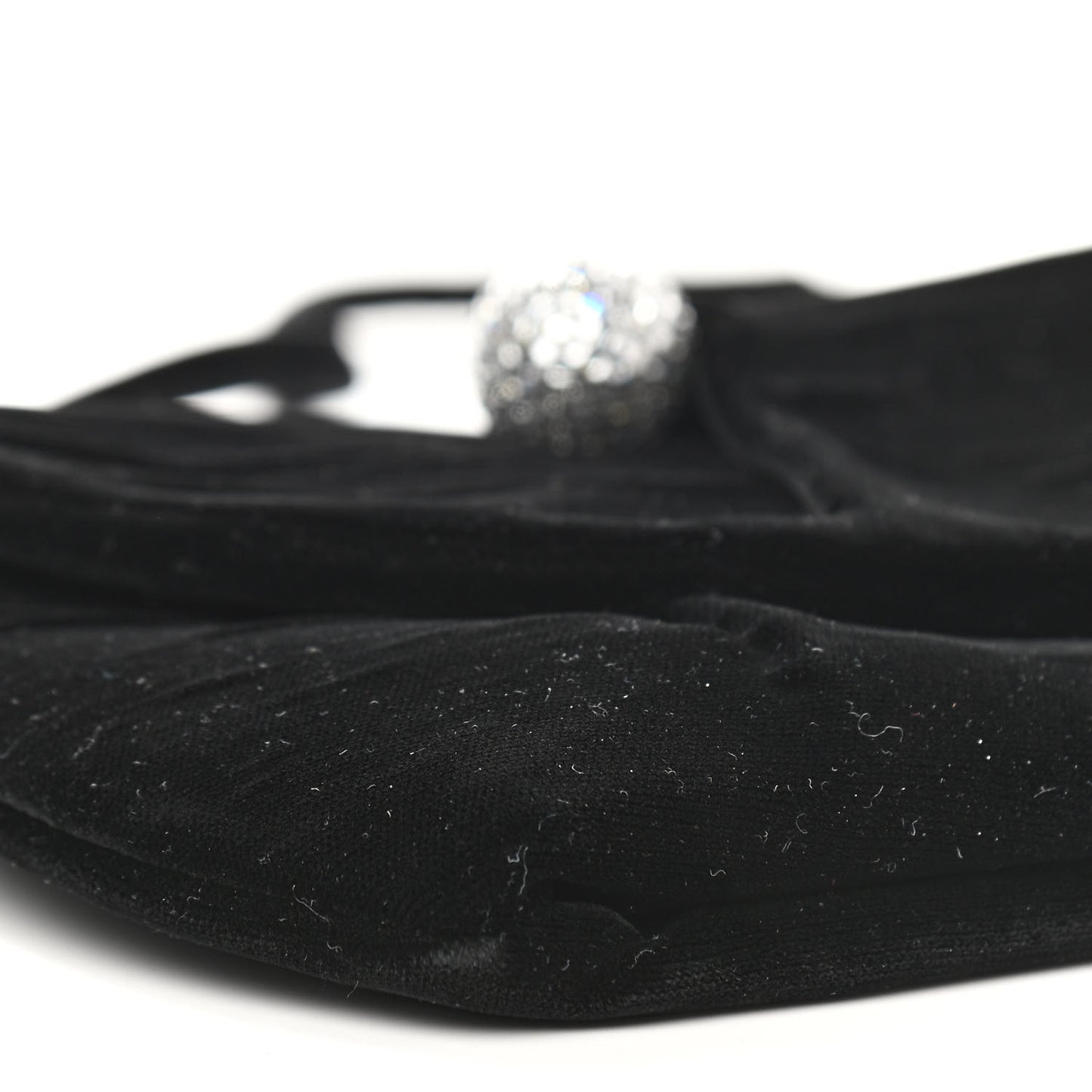 Velvet Crystal Flap Clutch Black