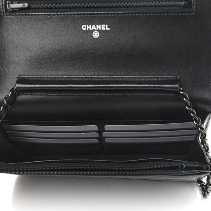 Chanel Lambskin Quilted Wallet On Chain WOC So Black 7 of 12