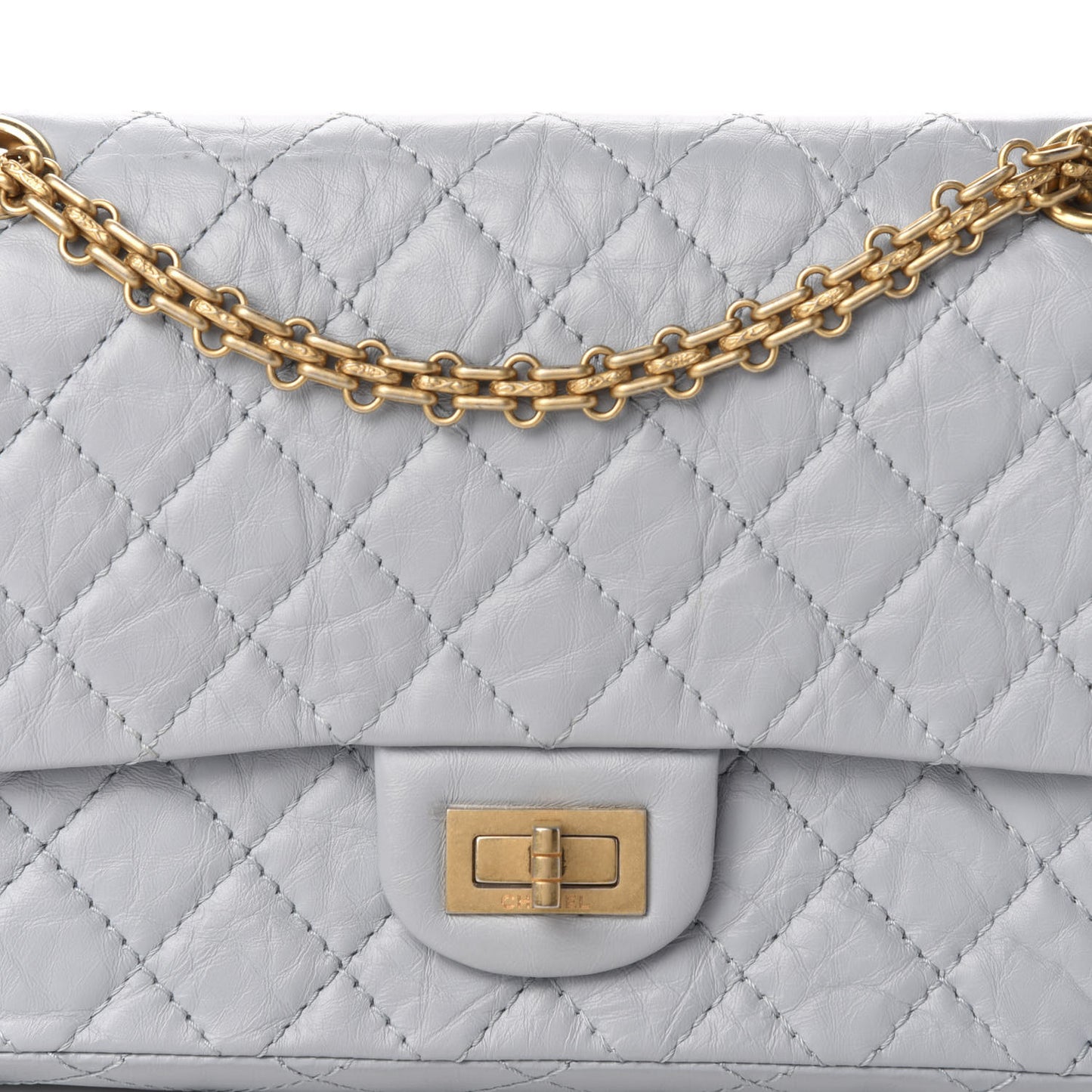 Aged Calfskin Quilted 2.55 Reissue 225 Flap Grey