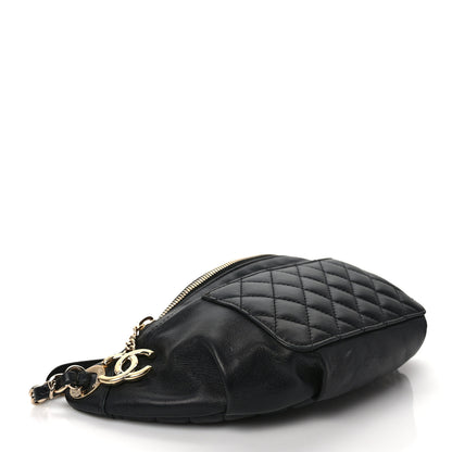 Chanel Lambskin Quilted Waist Bag Fanny Pack Black 4 of 10
