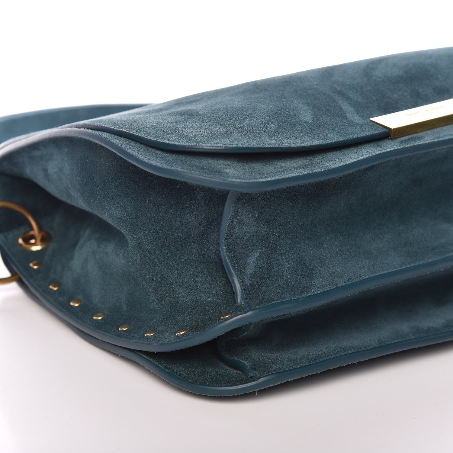 Saint Laurent Suede Amalia Flap Shoulder Bag Dark Turquoise 8 of 10