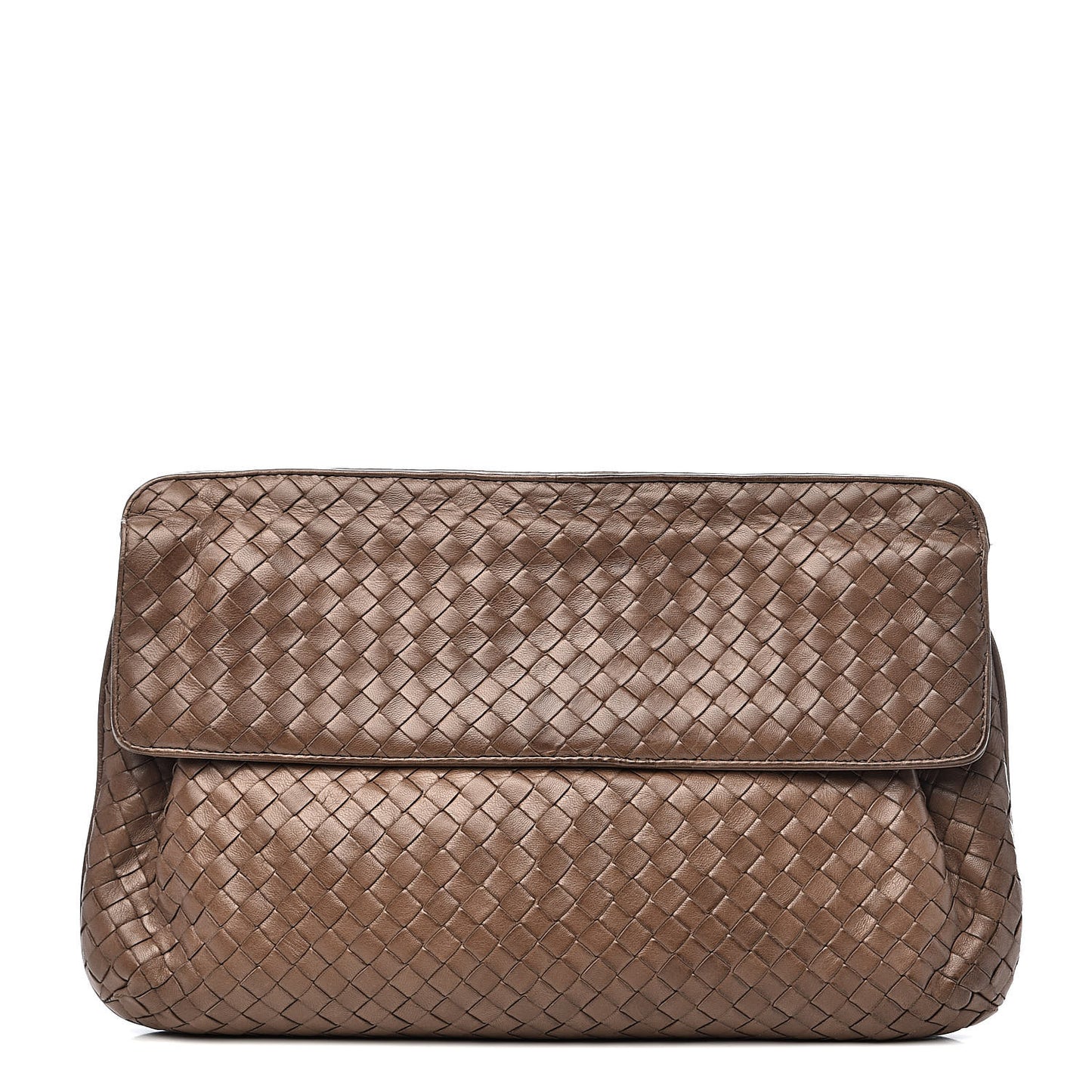 Nappa Intrecciato Flap Clutch Brown Taupe