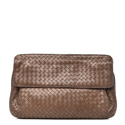 Bottega Veneta Nappa Intrecciato Flap Clutch Brown Taupe 1 of 8