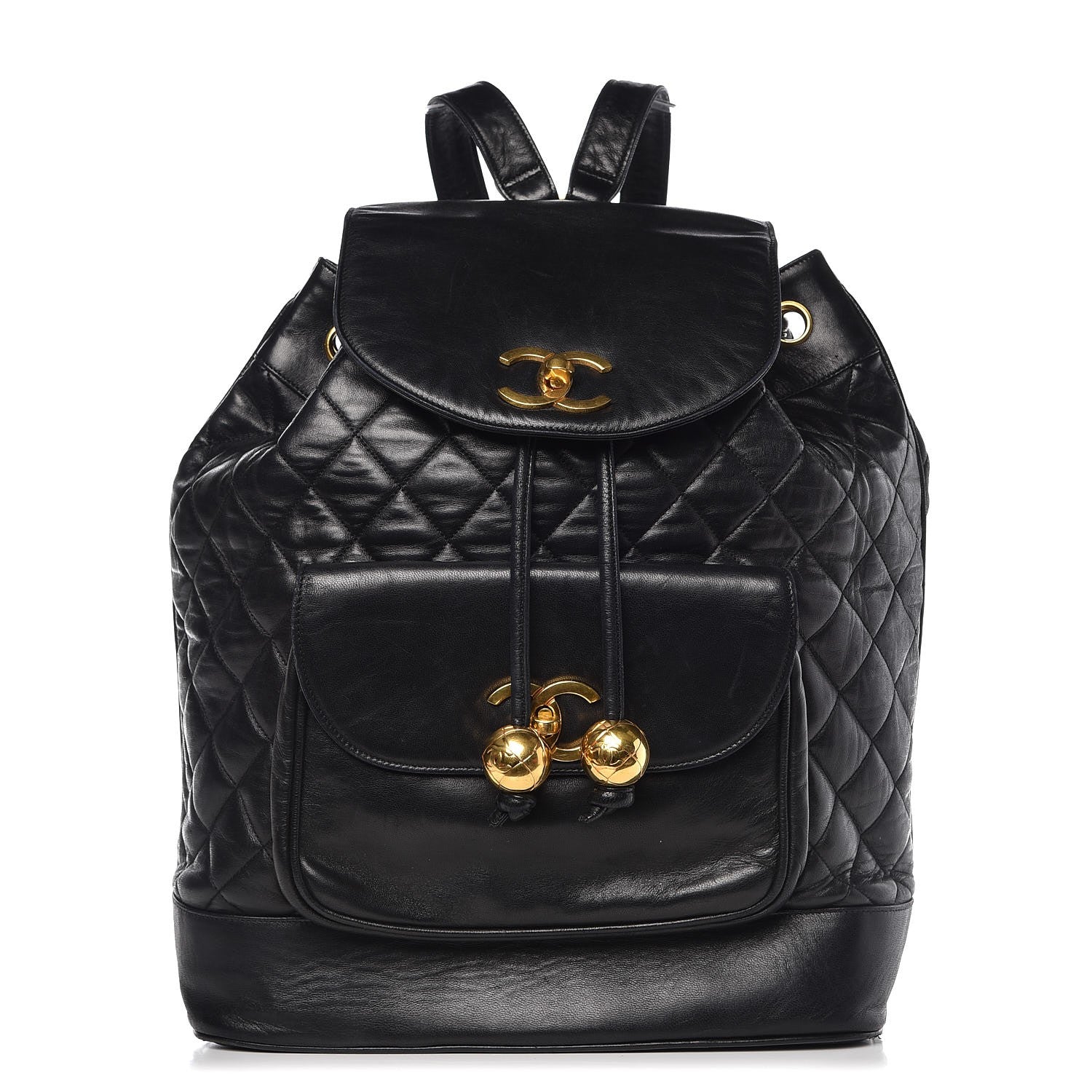 Chanel Lambskin Quilted Drawstring Backpack Black 1 of 11
