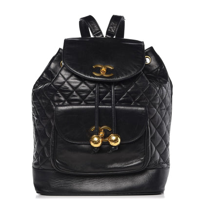 Chanel Lambskin Quilted Drawstring Backpack Black 1 of 11