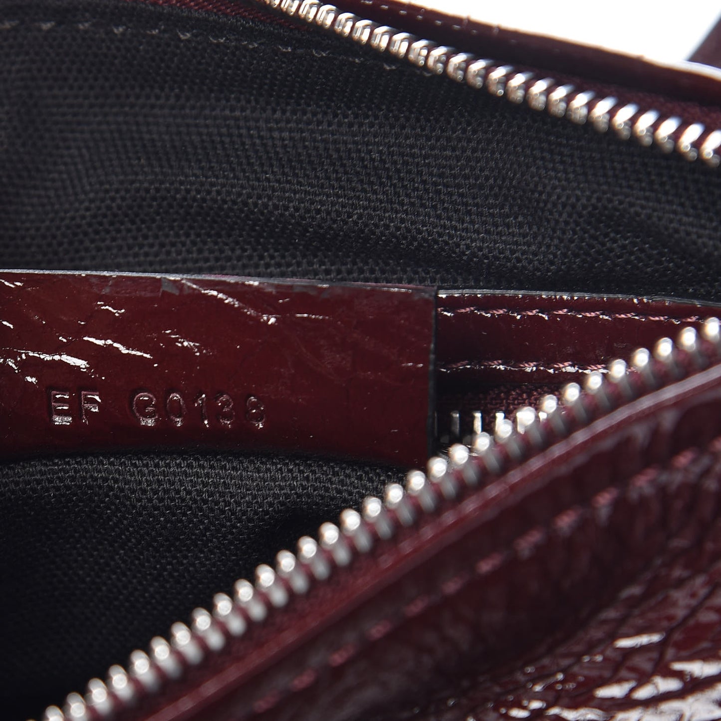 Crinkled Patent Deerskin Mini Pandora Aubergine