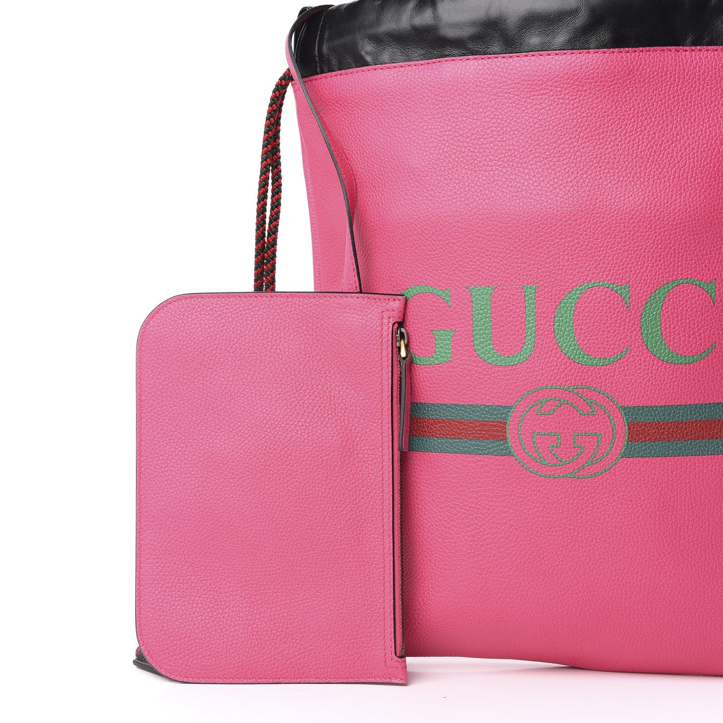 Grained Calfskin Logo Drawstring Backpack Box Pink Green Black