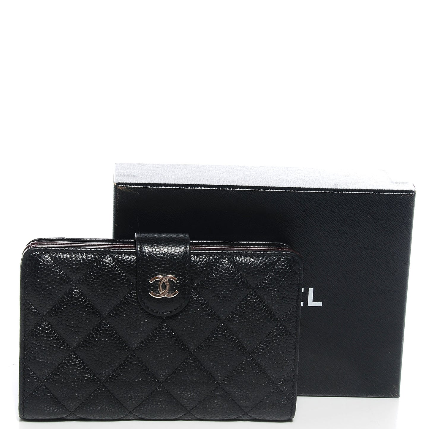 Caviar Quilted Large Zip Wallet Black