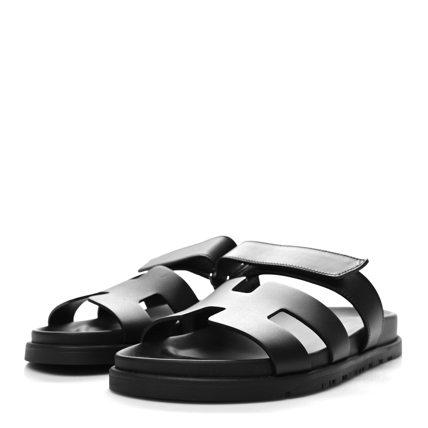 Hermes Calfskin Womens Chypre Sandals 39 Black 3 of 9