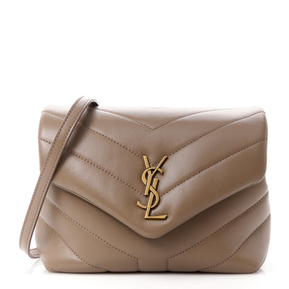 Saint Laurent Calfskin Y Quilted Monogram Toy Loulou Crossbody Bag Taupe 1 of 11
