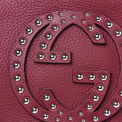 Gucci Pebbled Calfskin Studded Small Soho Disco Bag Soft Burgundy 7 of 9