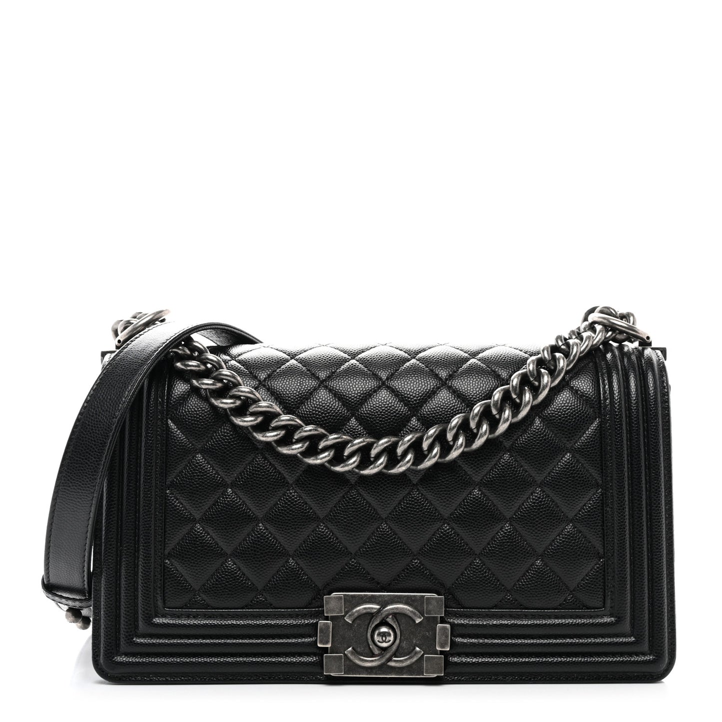 Caviar Quilted Medium Boy Flap Black