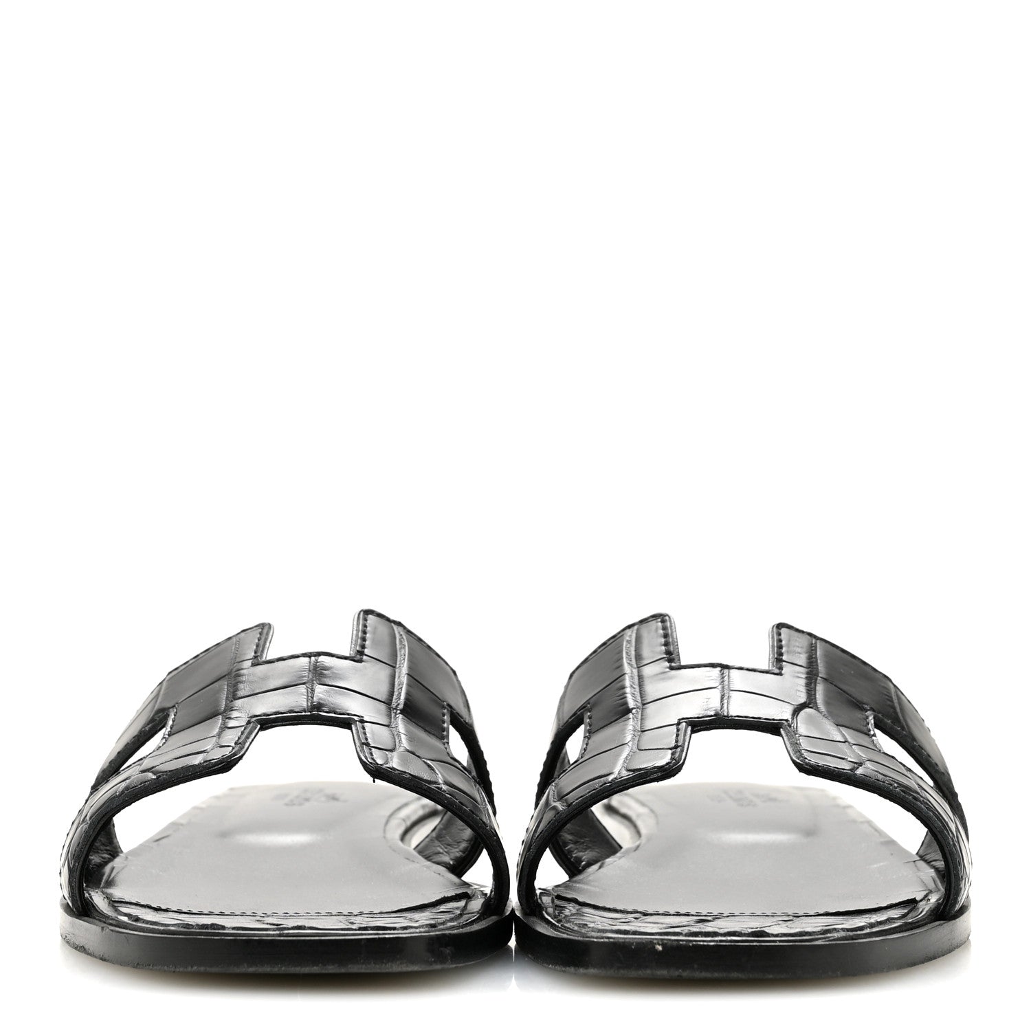 Hermes Matte Alligator Oran Sandals 36.5 Black 3 of 11