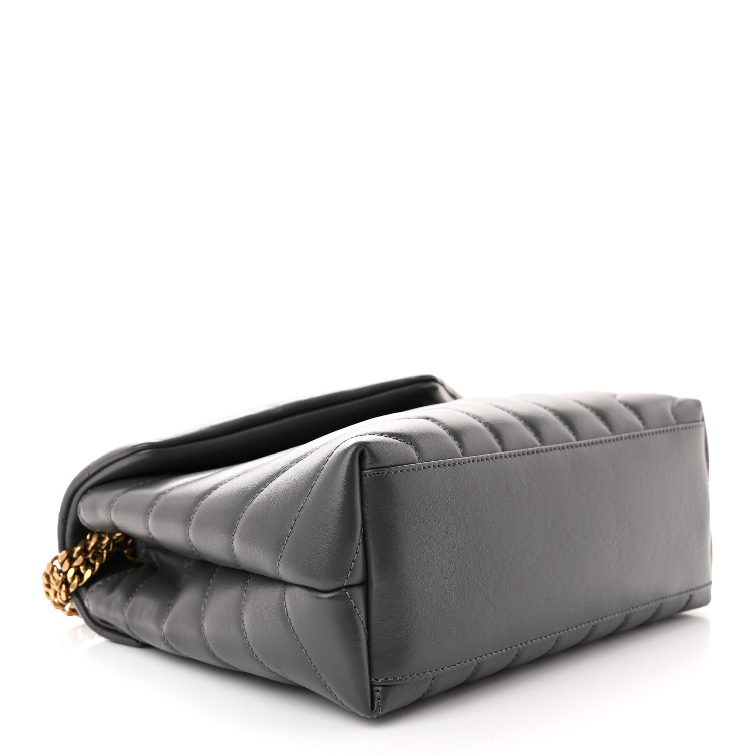 Saint Laurent Calfskin Y Quilted Monogram Small Loulou Chain Satchel Storm 4 of 10