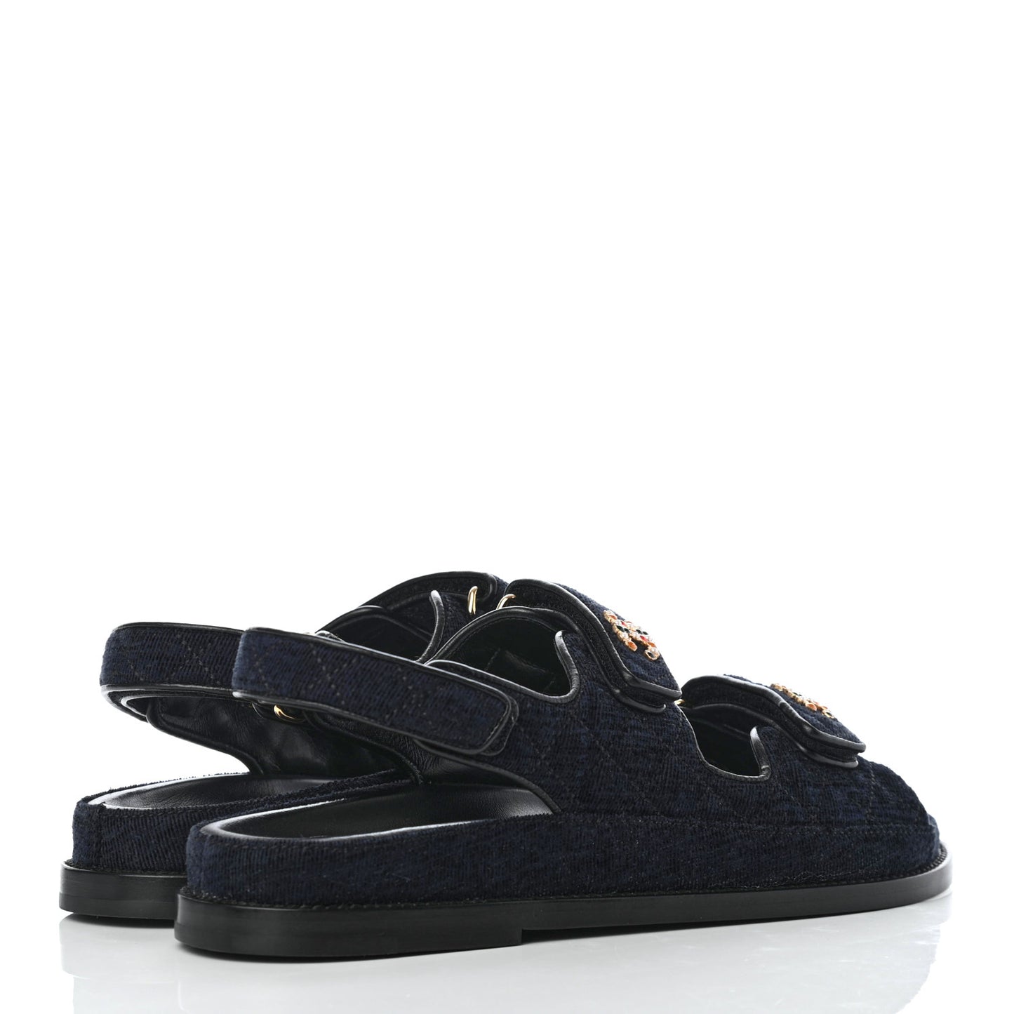 Velvet Velcro Dad Sandals 40 Navy Blue