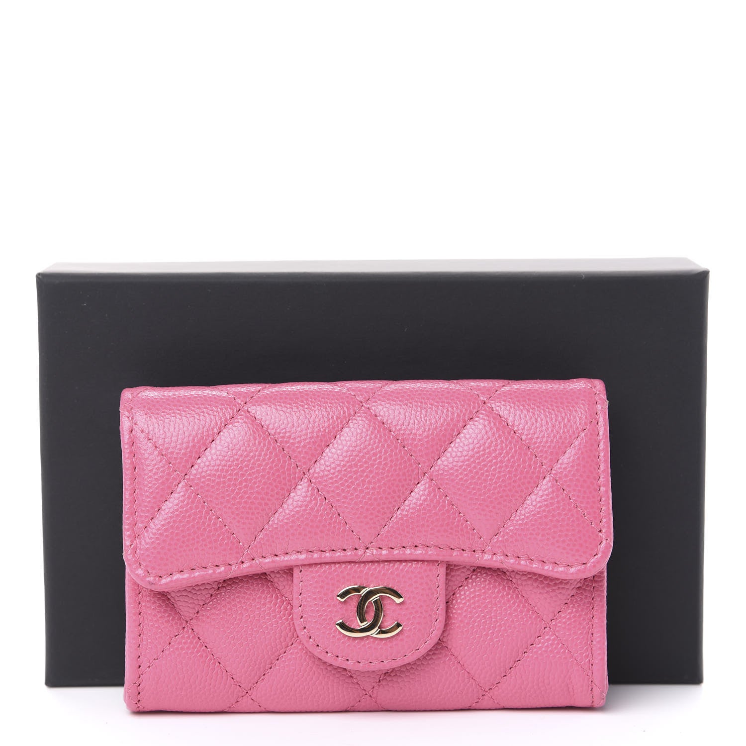 Chanel Caviar Quilted Flap Card Holder Wallet Pink 9 of 9
