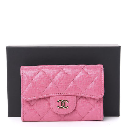 Chanel Caviar Quilted Flap Card Holder Wallet Pink 9 of 9